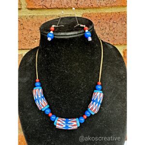 Krobo Beads Necklace, Large Chevron Beads