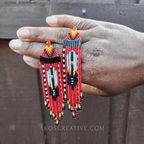 red seed bead earrings